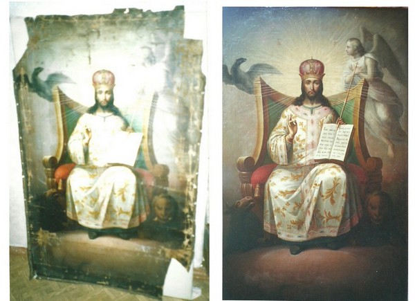 Господь на троне до и после реставрации